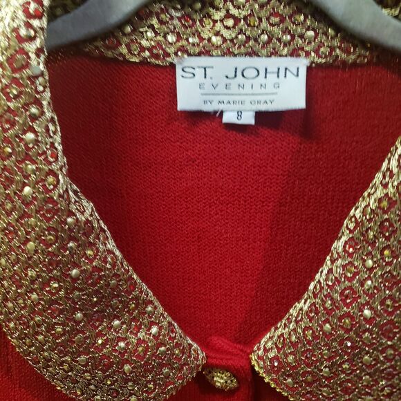 VINTAGE St. John Evening by Marie Gray Red Jacket Sz 8 GGG - Picture 3 of 8
